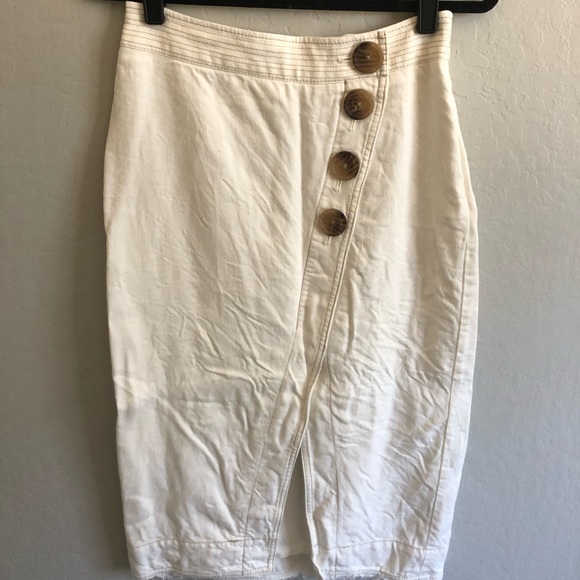 Anthropologie white denim midi skirt - Picture 2 of 3